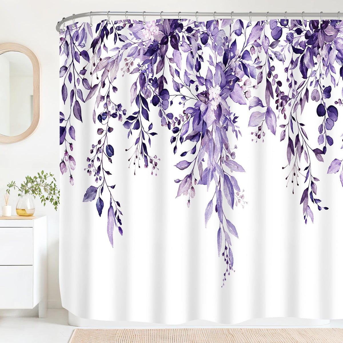 Sage Green Eucalyptus Fabric Shower Curtain for Bathroom, 72x72