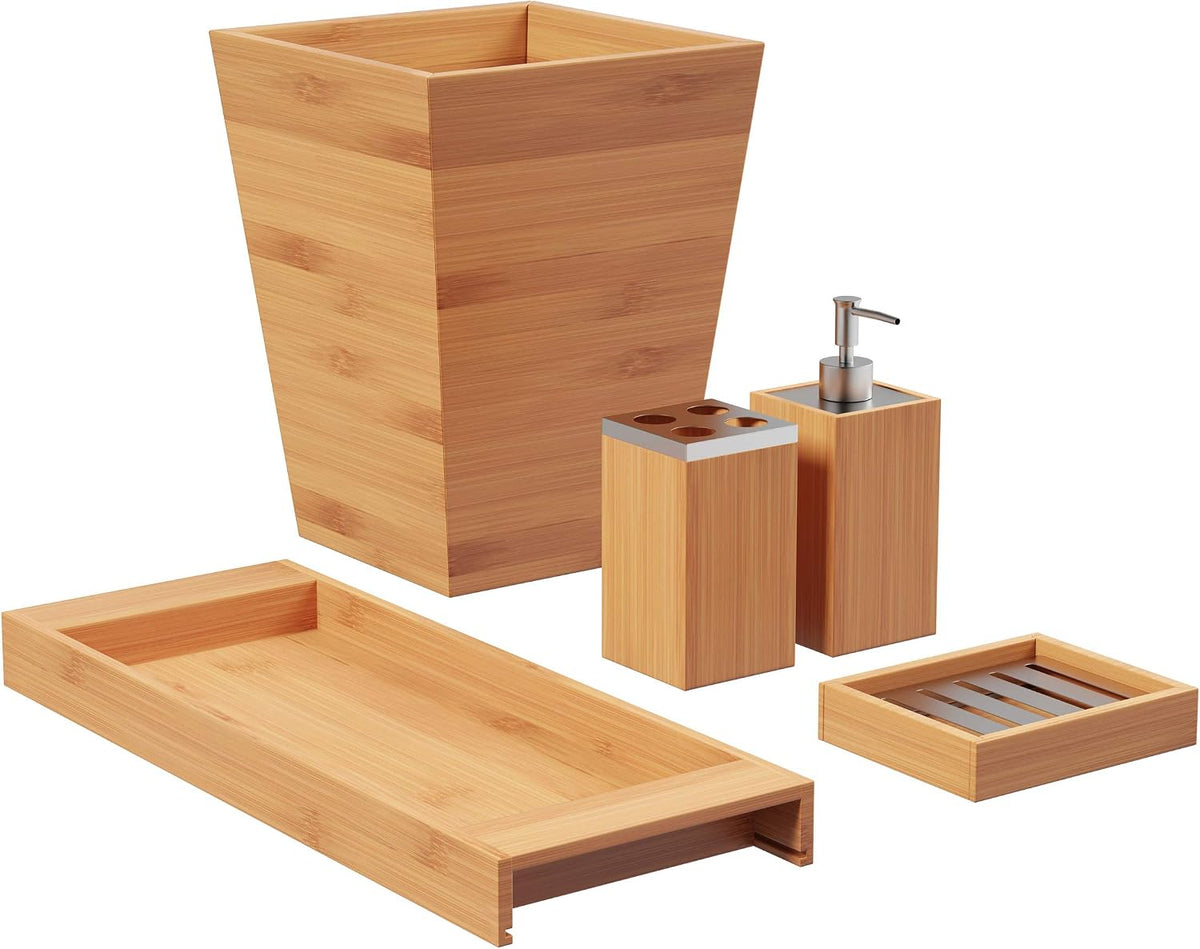 Lavish Home Bathroom Decor Set, Natural, 5-Piece-Set