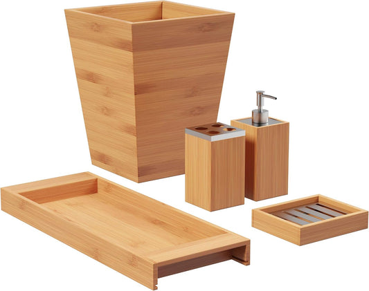 Lavish Home Bathroom Decor Set, Natural, 5-Piece-Set