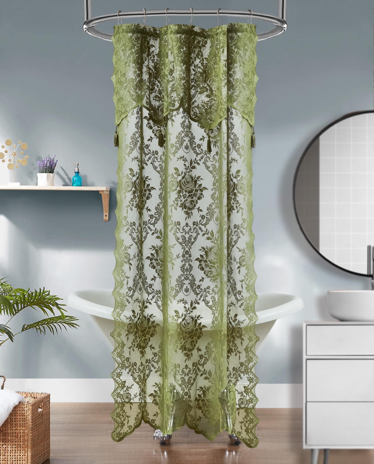 Warm Home Designs Black Stall Shower Curtain with Valance. LA Black 36