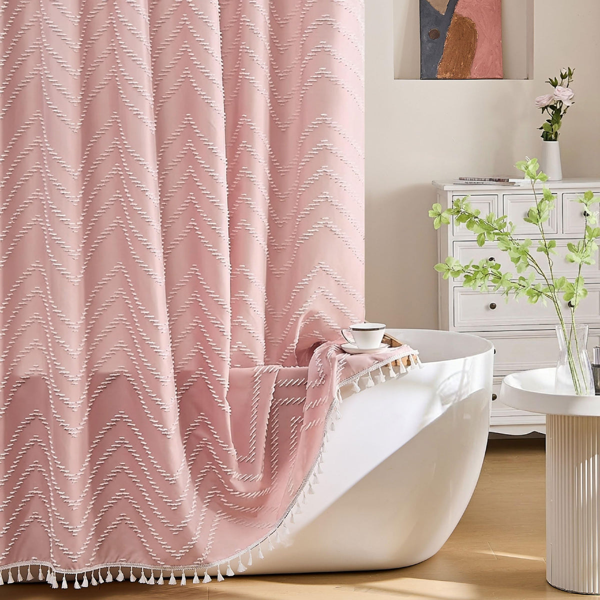Siiluminisoy Sage Green Shower Curtain for Bathroom Boho Shower Curtain
