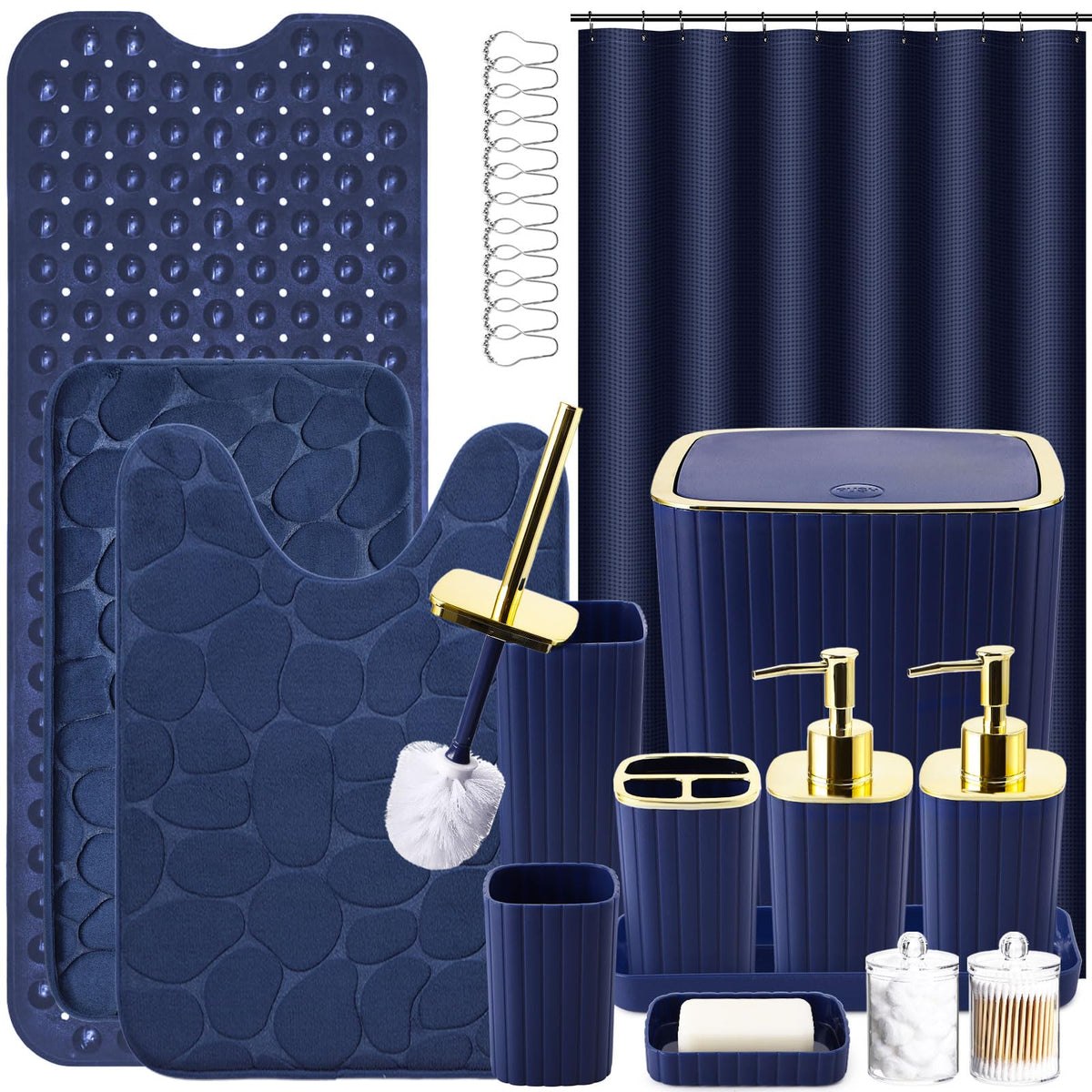 XLHOMO Bathroom Accessories Set - 10PC Gorgeous Black Bathroom Set