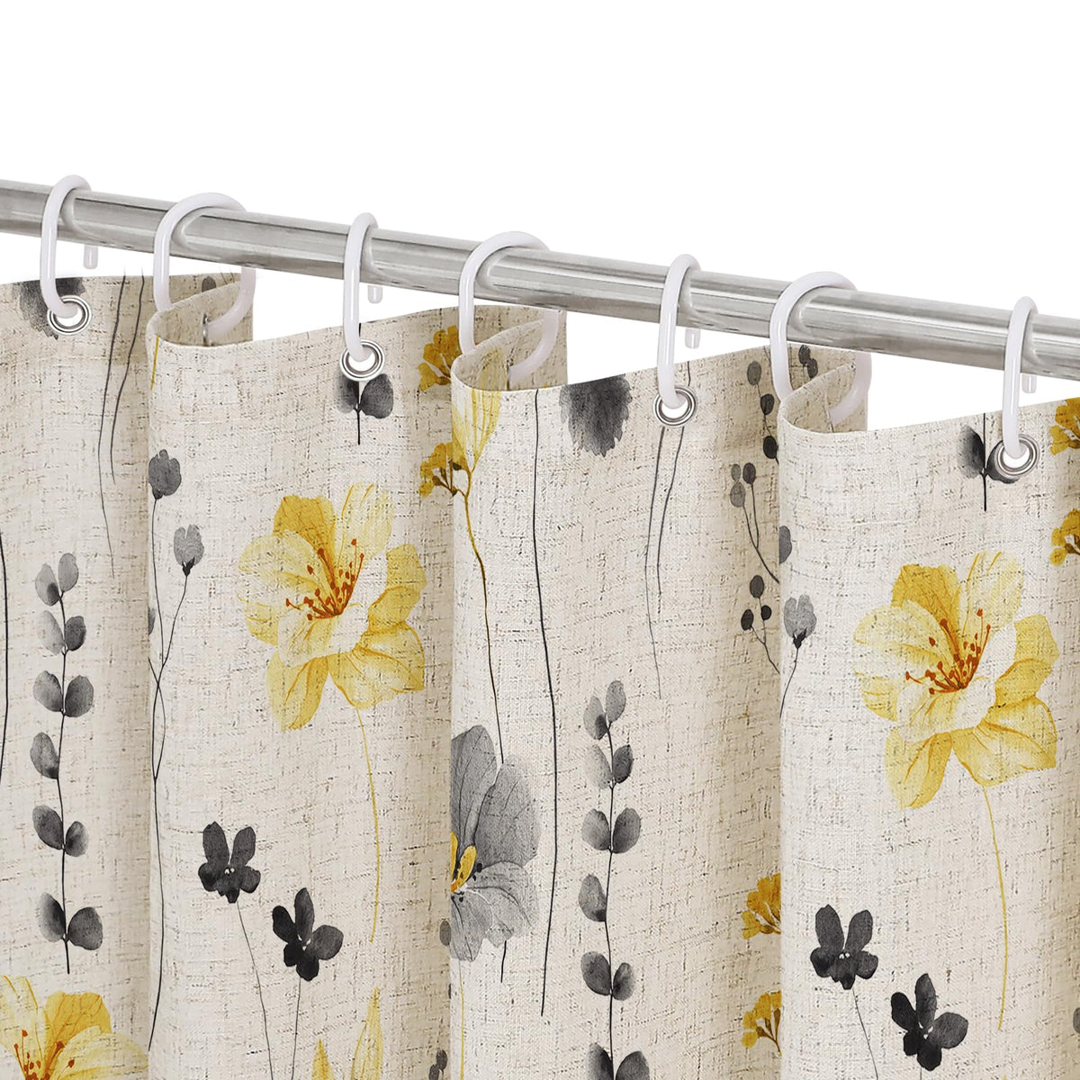 Gibelle Sage Green Beige Watercolor Floral Fabric Shower Curtain 72x72