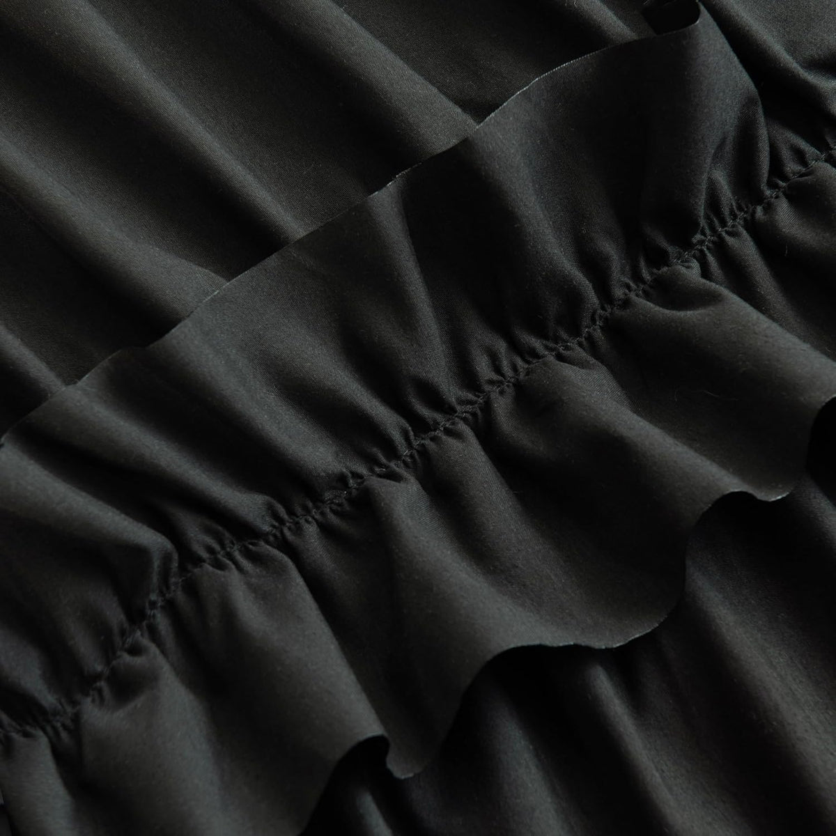 Farmhouse Ruffle Shower Curtain, Black, 72 x 72 in