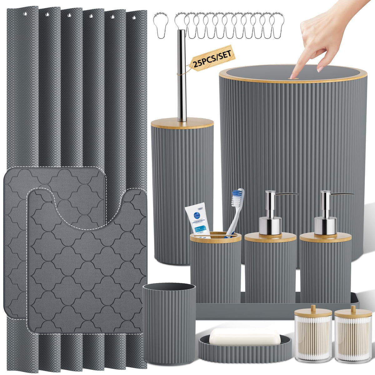 10PC Bathroom Accessory Set - White Bathroom Bath Decor Sets