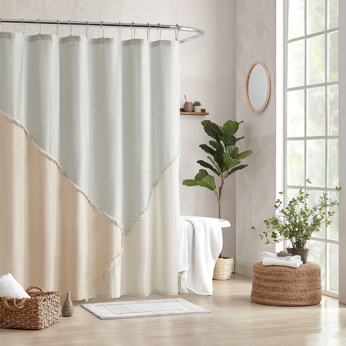 Peri Home Block Print Gauze Shower Curtain 72 x 72 inches Multi 1-Piece