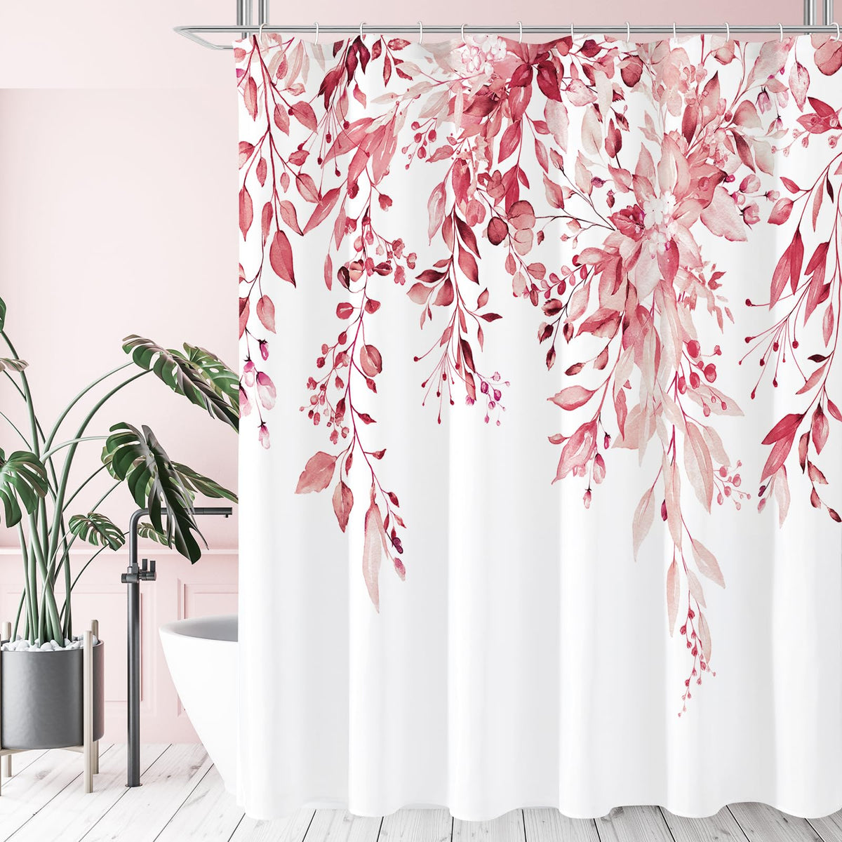 Gibelle Olive Green Eucalyptus Shower Curtain, Floral Print, 72x72