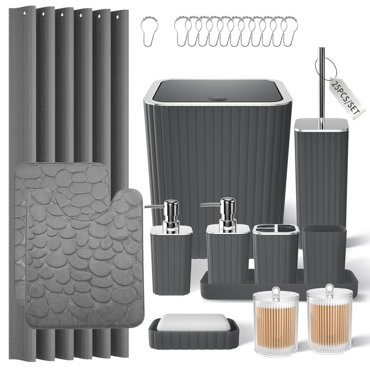 XLHOMO Bathroom Accessories Set - 10PC Gorgeous Black Bathroom Set