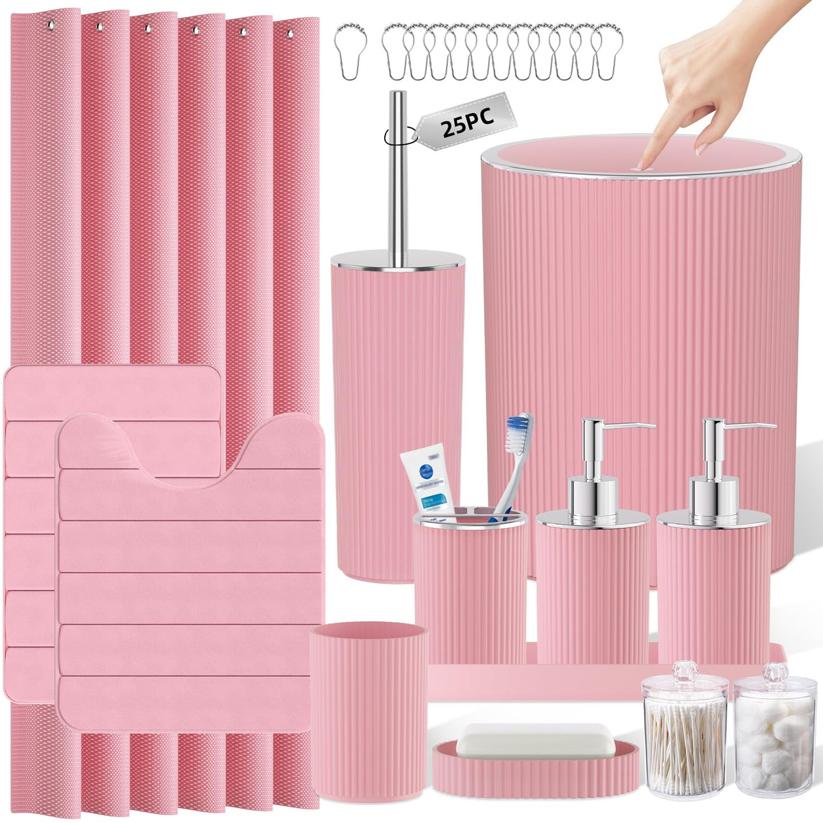 10PC Bathroom Accessory Set - White Bathroom Bath Decor Sets