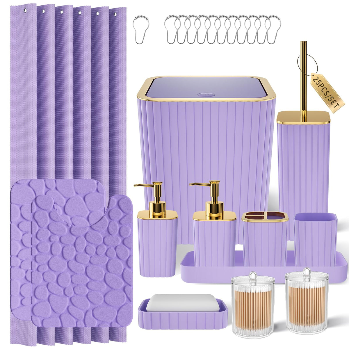 XLHOMO Bathroom Accessories Set - 10PC Gorgeous Black Bathroom Set