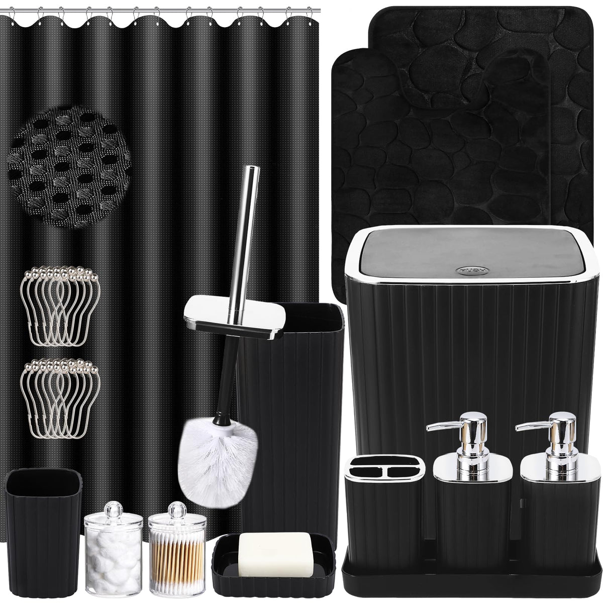 XLHOMO Bathroom Accessories Set - 10PC Gorgeous Black Bathroom Set