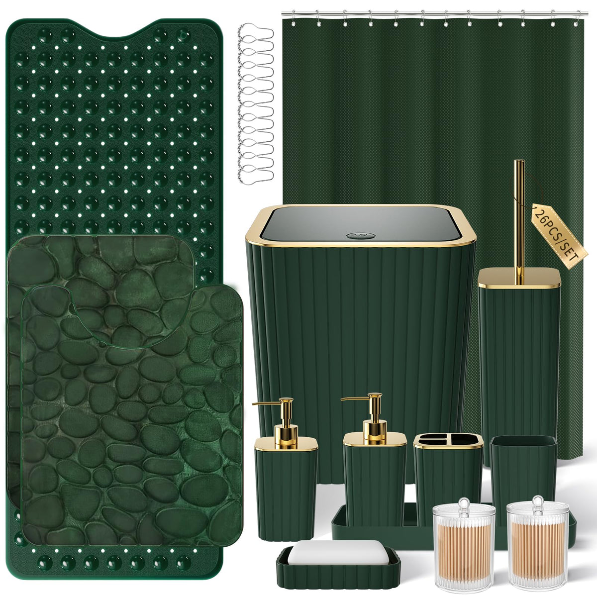 XLHOMO Bathroom Accessories Set - 10PC Gorgeous Black Bathroom Set