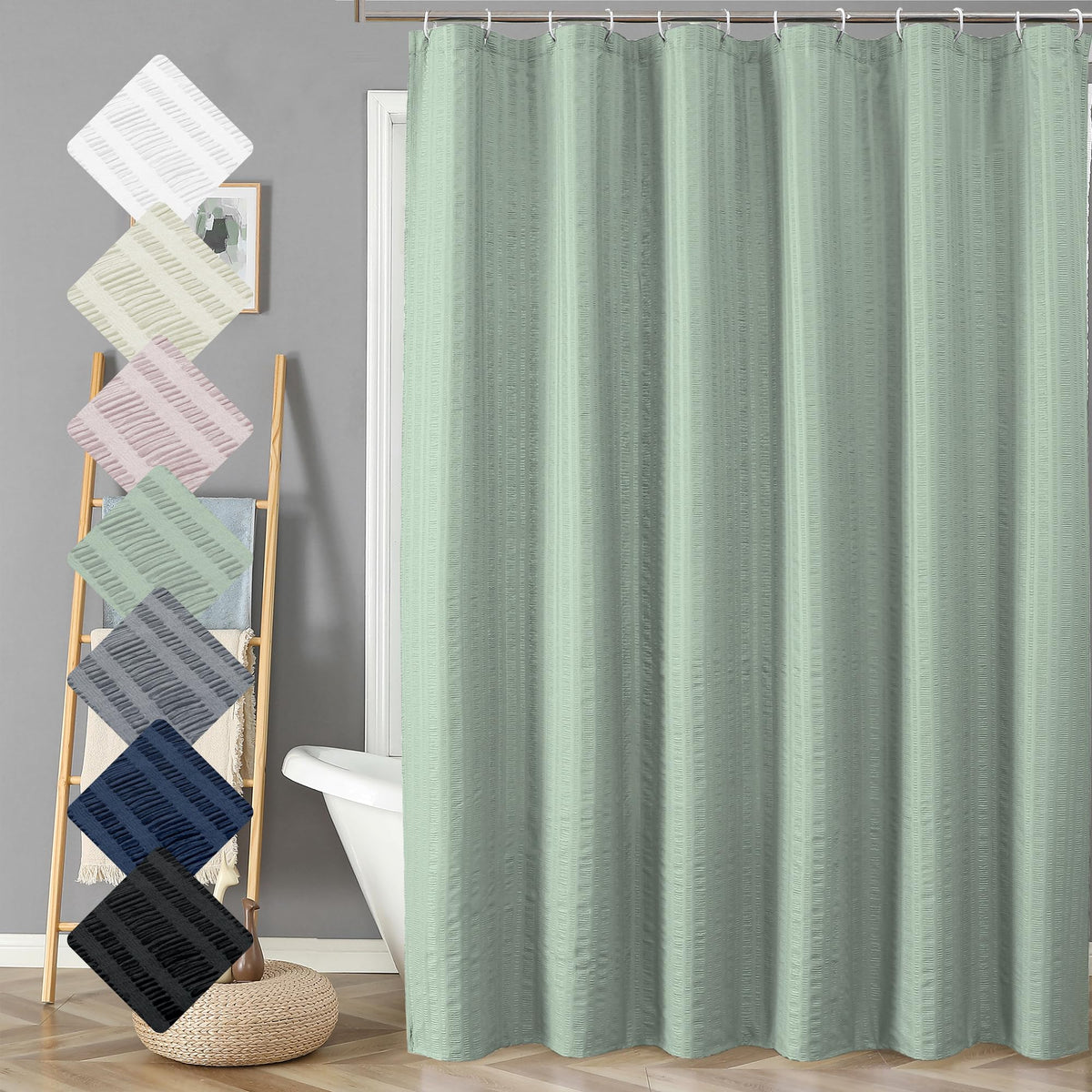 Aiyufeng Light Blue Shower Curtain for Bathroom, Embossed Textured Fabric Shower Curtain for Bathroom - Soft Cloth & Hotel Spa, Machine Washable, 72X72, Glacier Blue