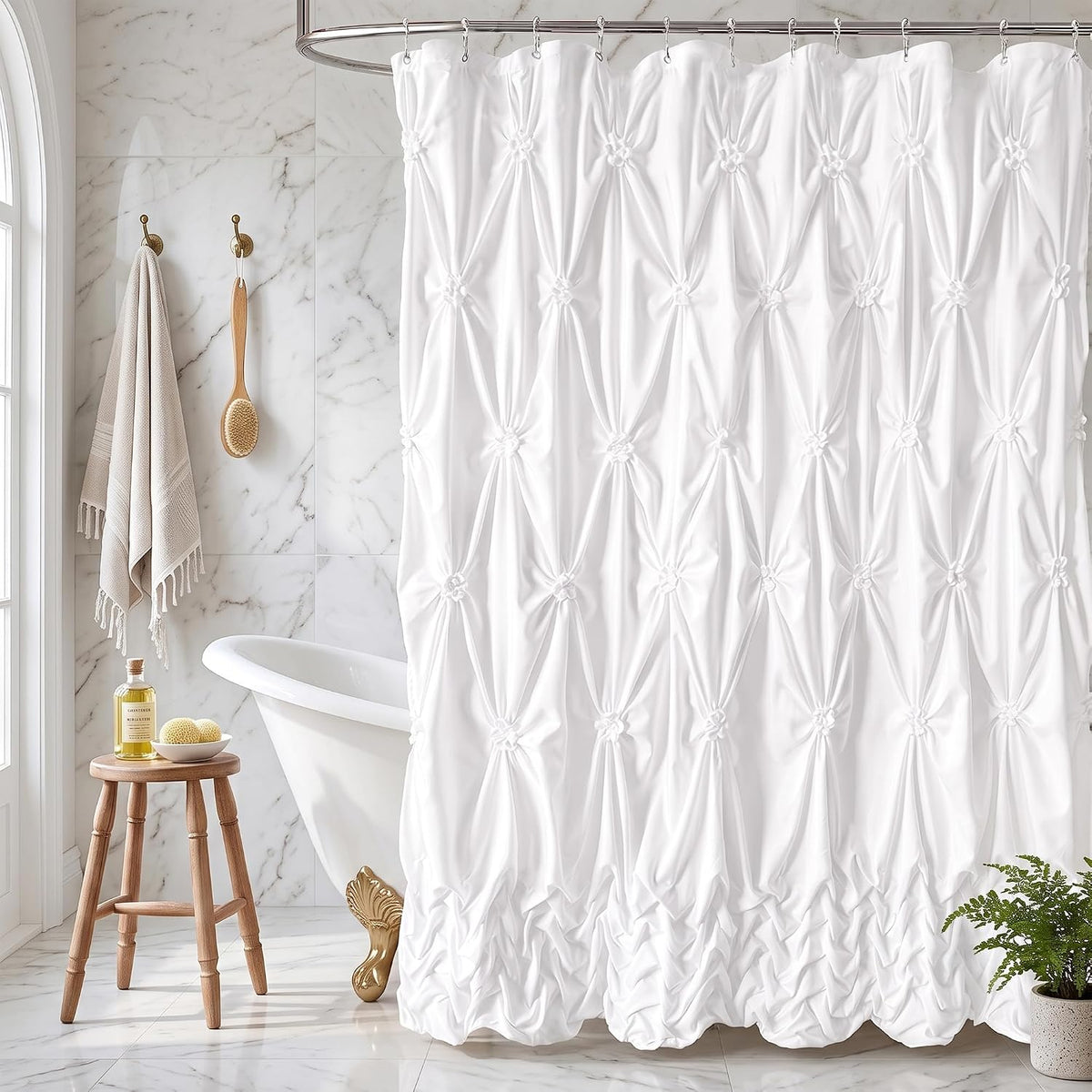 Modern Farmhouse Shower Curtain White Fabric Shower Curtain 72 x 72