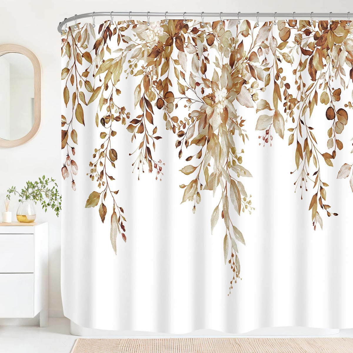 Sage Green Eucalyptus Fabric Shower Curtain for Bathroom, 72x72