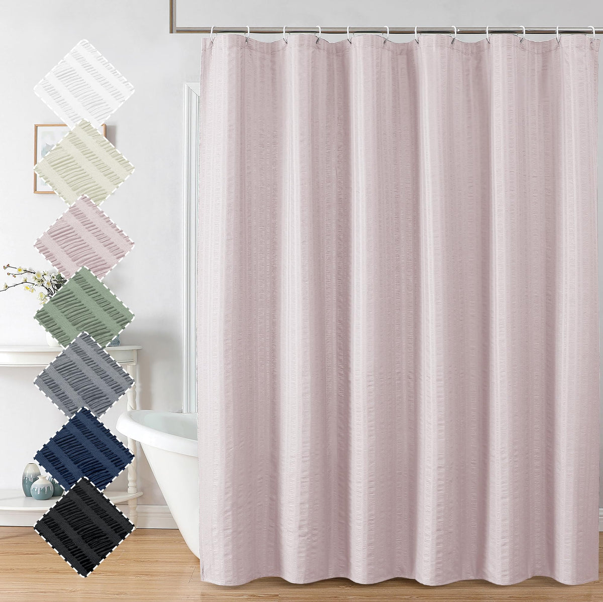 Aiyufeng Moga Sage Green Shower Curtain - 3D Embossed Textured Shower Curtains for Bathroom, Luxury Polyester Cloth Bath Curtain, 72Wx72H, Green