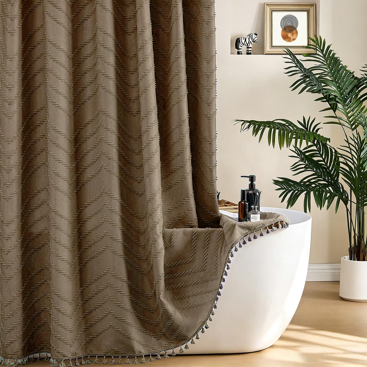 Siiluminisoy Sage Green Shower Curtain for Bathroom Boho Shower Curtain