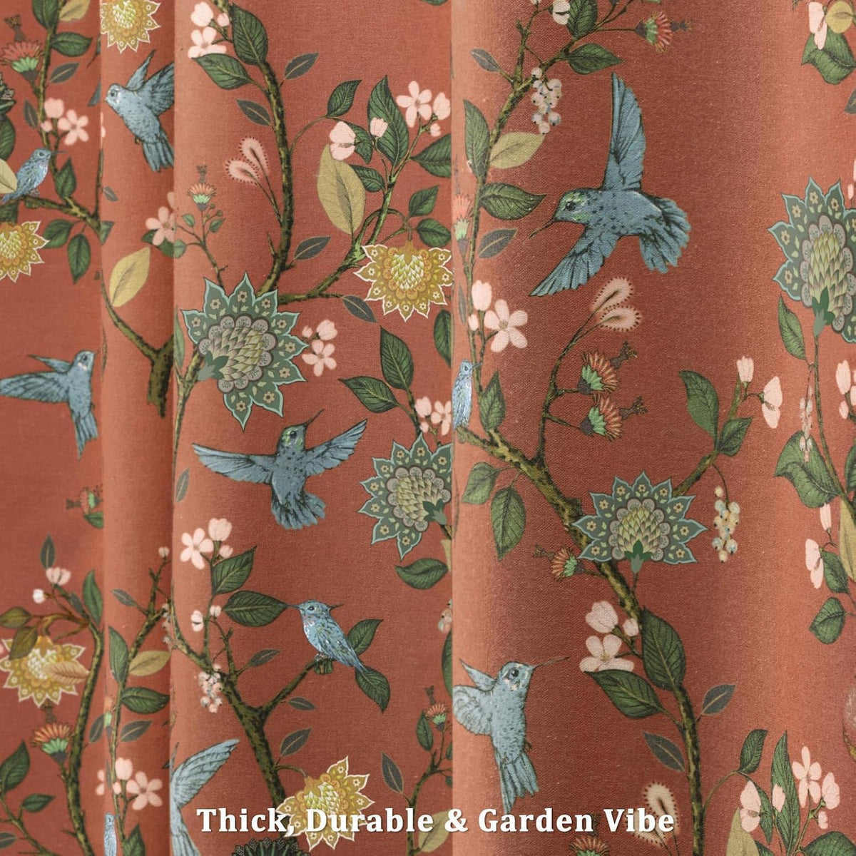 Floral Terracotta Boho Shower Curtain,Vintage Anthropologie Linen Shower Curtains for Bathroom,72Wx72H