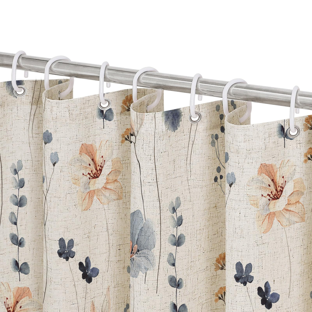 Gibelle Sage Green Beige Watercolor Floral Fabric Shower Curtain 72x72