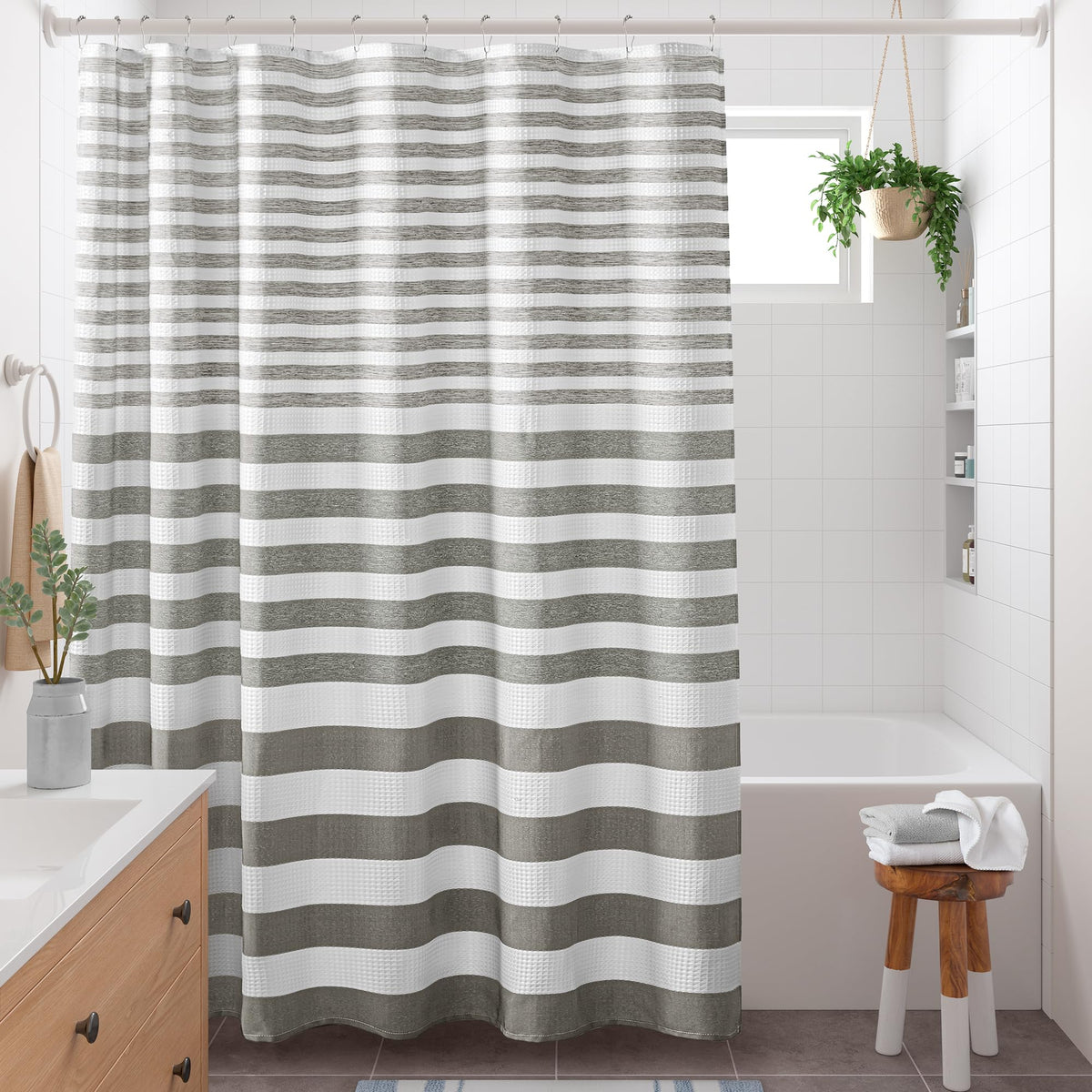 Madison Park Spa Waffle Shower Curtain for Bathroom, 72 x 72, Grey