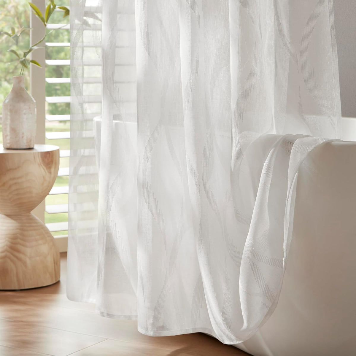 Madison Park Candice Sheer Shower Curtain for Bathroom, 72 x 72, White