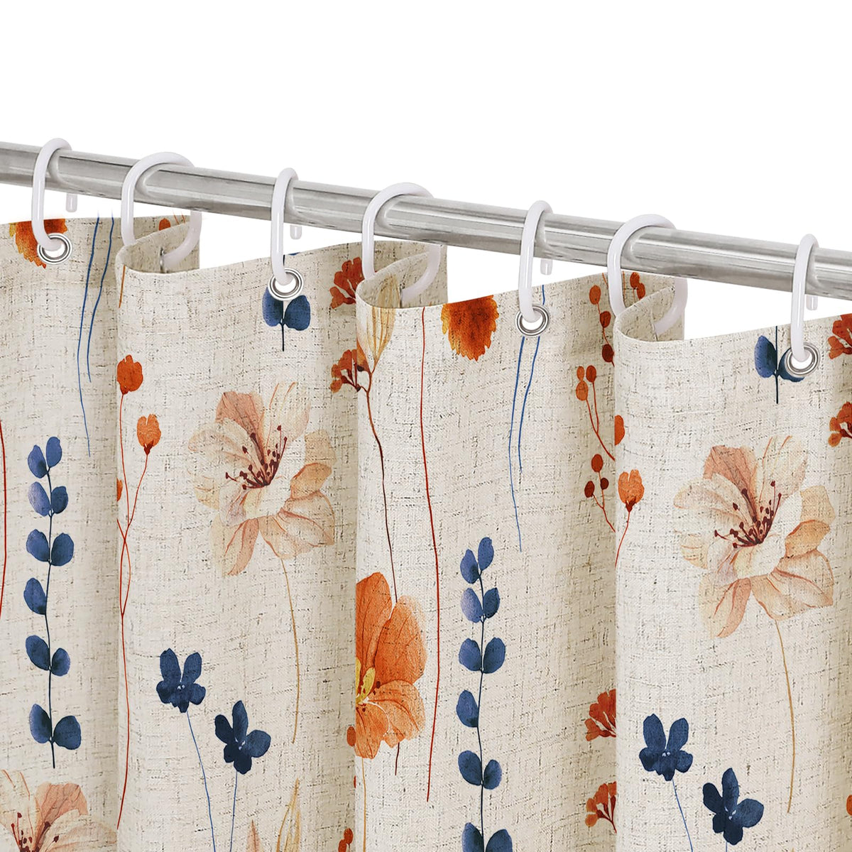 Gibelle Sage Green Beige Watercolor Floral Fabric Shower Curtain 72x72