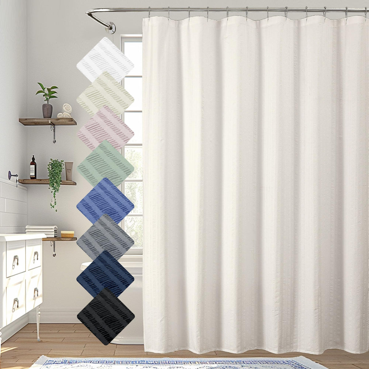 Aiyufeng Moga Sage Green Shower Curtain - 3D Embossed Textured Shower Curtains for Bathroom, Luxury Polyester Cloth Bath Curtain, 72Wx72H, Green