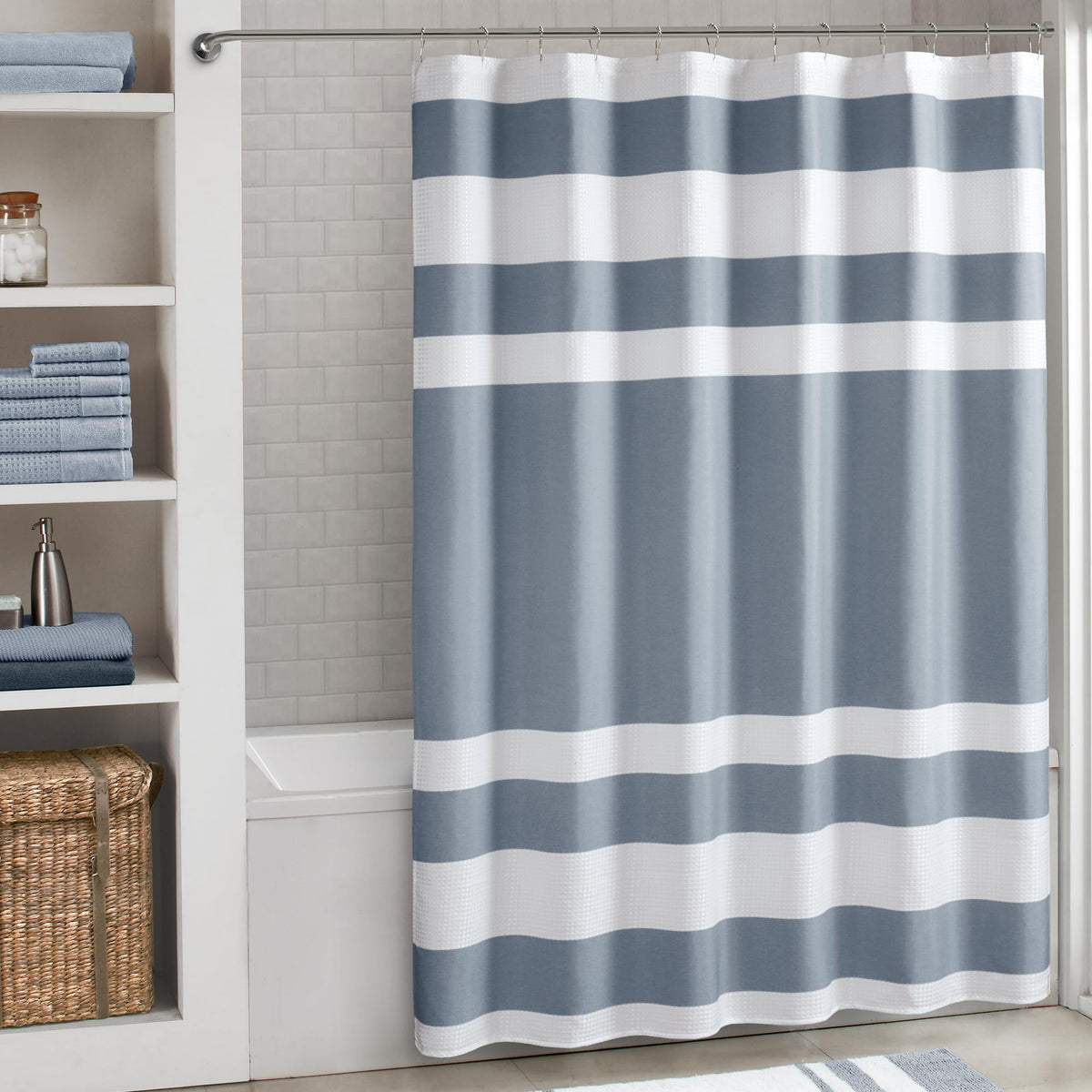 Madison Park Spa Waffle Shower Curtain for Bathroom, 72 x 72, Grey