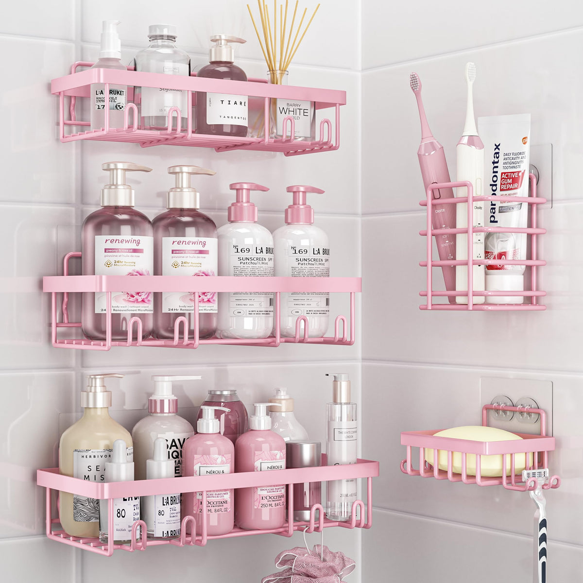 Liuoud 10 Pack Shower Caddy for Inside shower, Black Bathroom Storage Decor