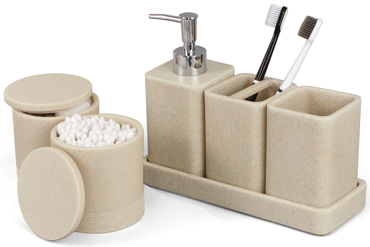 YMXYJM Bathroom Accessories Set, 6 Piece Soap Dispenser Set - Matte Black