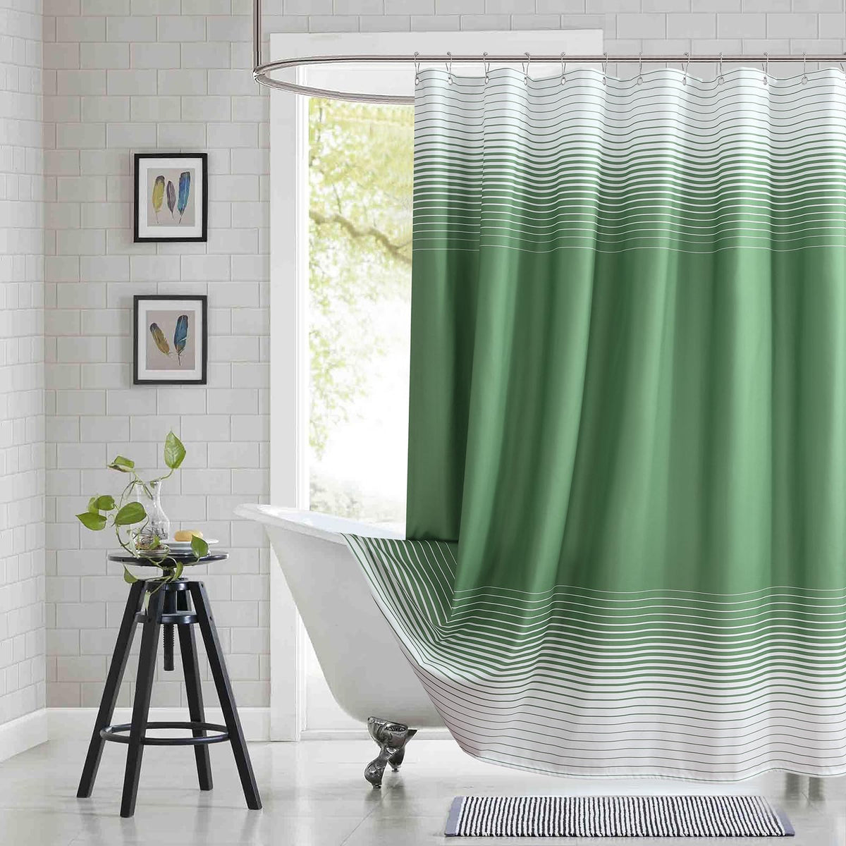 Fabric Shower Curtain, Blue Shower Curtain, Plolyester Ombre Shower Curtains for Bathroom, Modern Decorative Bathroom Curtains, 72" W x 72" H