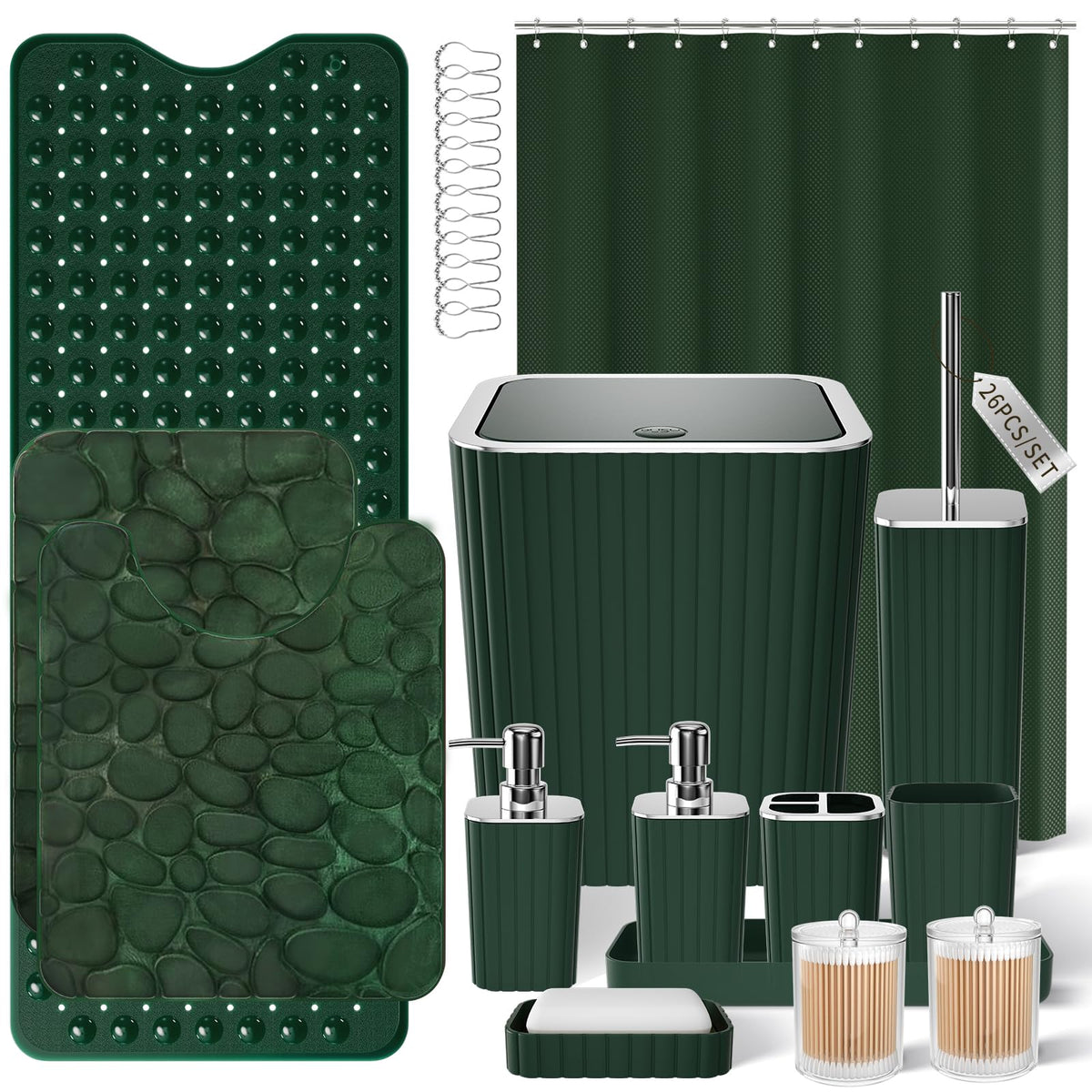 XLHOMO Bathroom Accessories Set - 10PC Gorgeous Black Bathroom Set