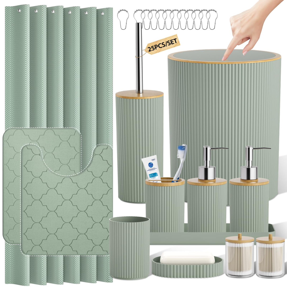 10PC Bathroom Accessory Set - White Bathroom Bath Decor Sets