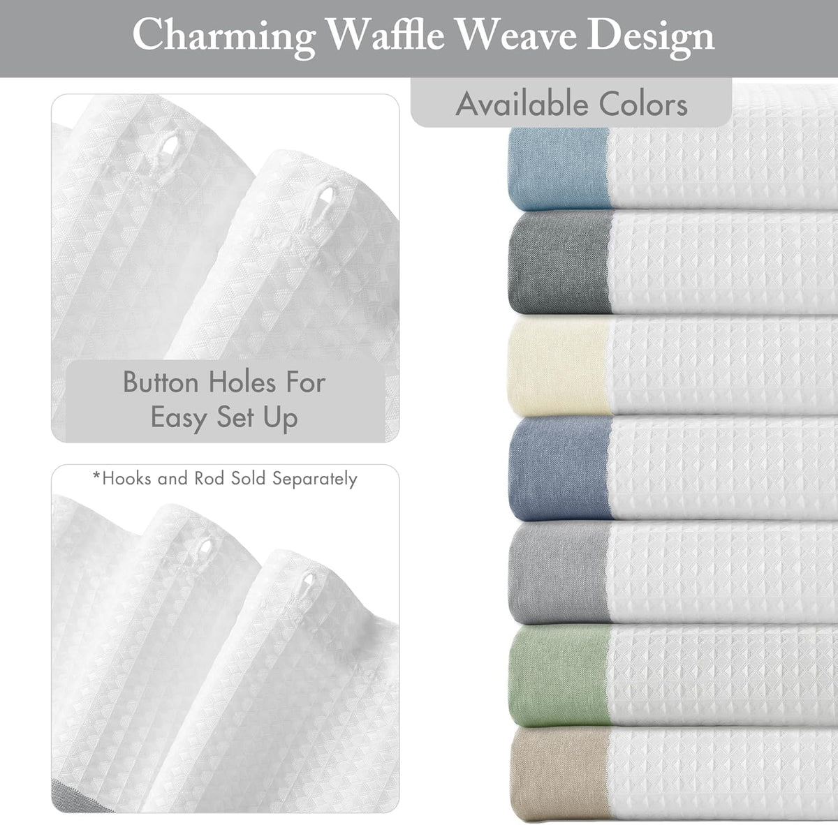 Madison Park Spa Waffle Shower Curtain for Bathroom, 72 x 72, Grey
