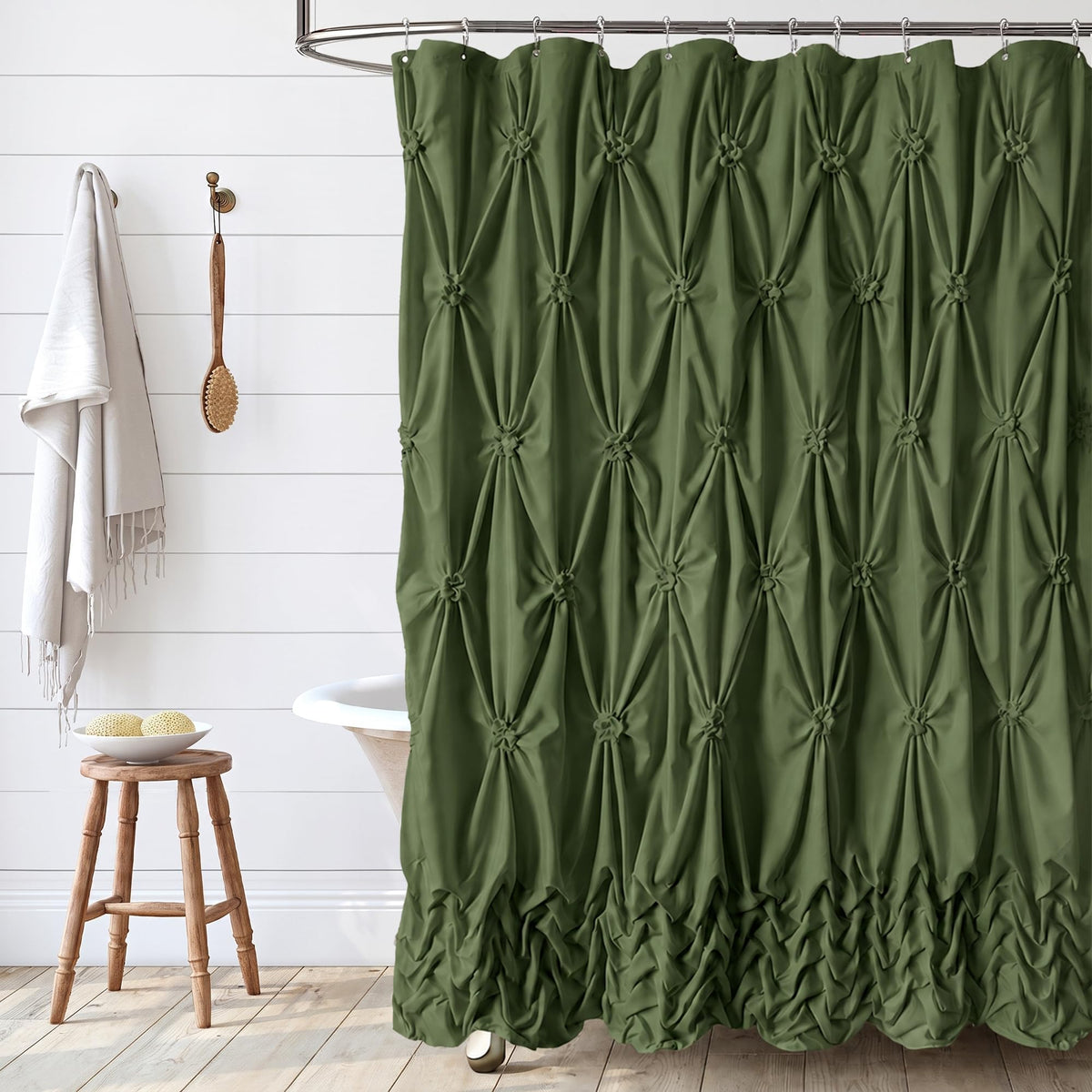 Modern Farmhouse Shower Curtain White Fabric Shower Curtain 72 x 72
