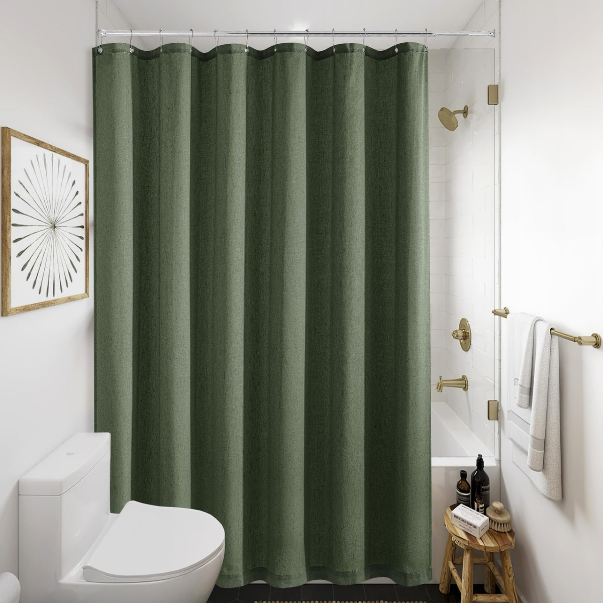Cream Linen Shower Curtain for Bathroom Water Repellent 72x78 Inch