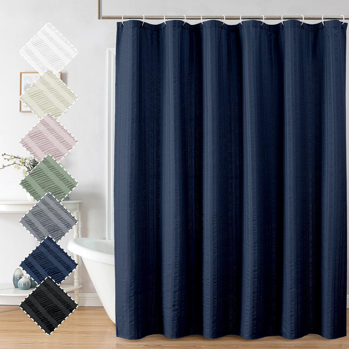 Aiyufeng Light Blue Shower Curtain for Bathroom, Embossed Textured Fabric Shower Curtain for Bathroom - Soft Cloth & Hotel Spa, Machine Washable, 72X72, Glacier Blue