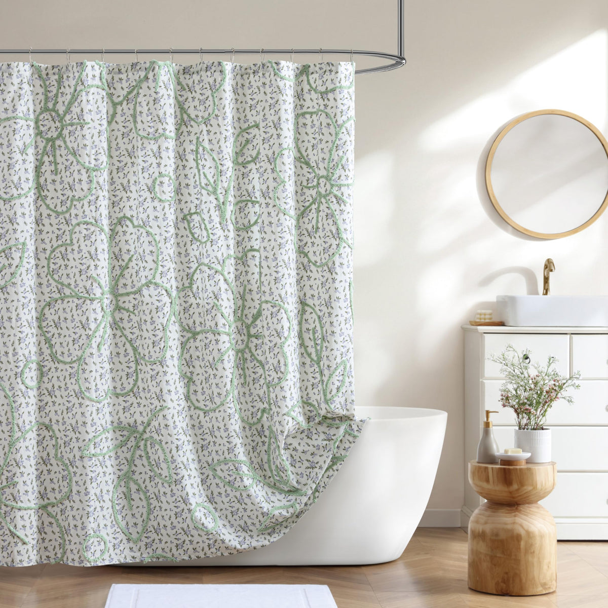 Peri Home Block Print Gauze Shower Curtain 72 x 72 inches Multi 1-Piece
