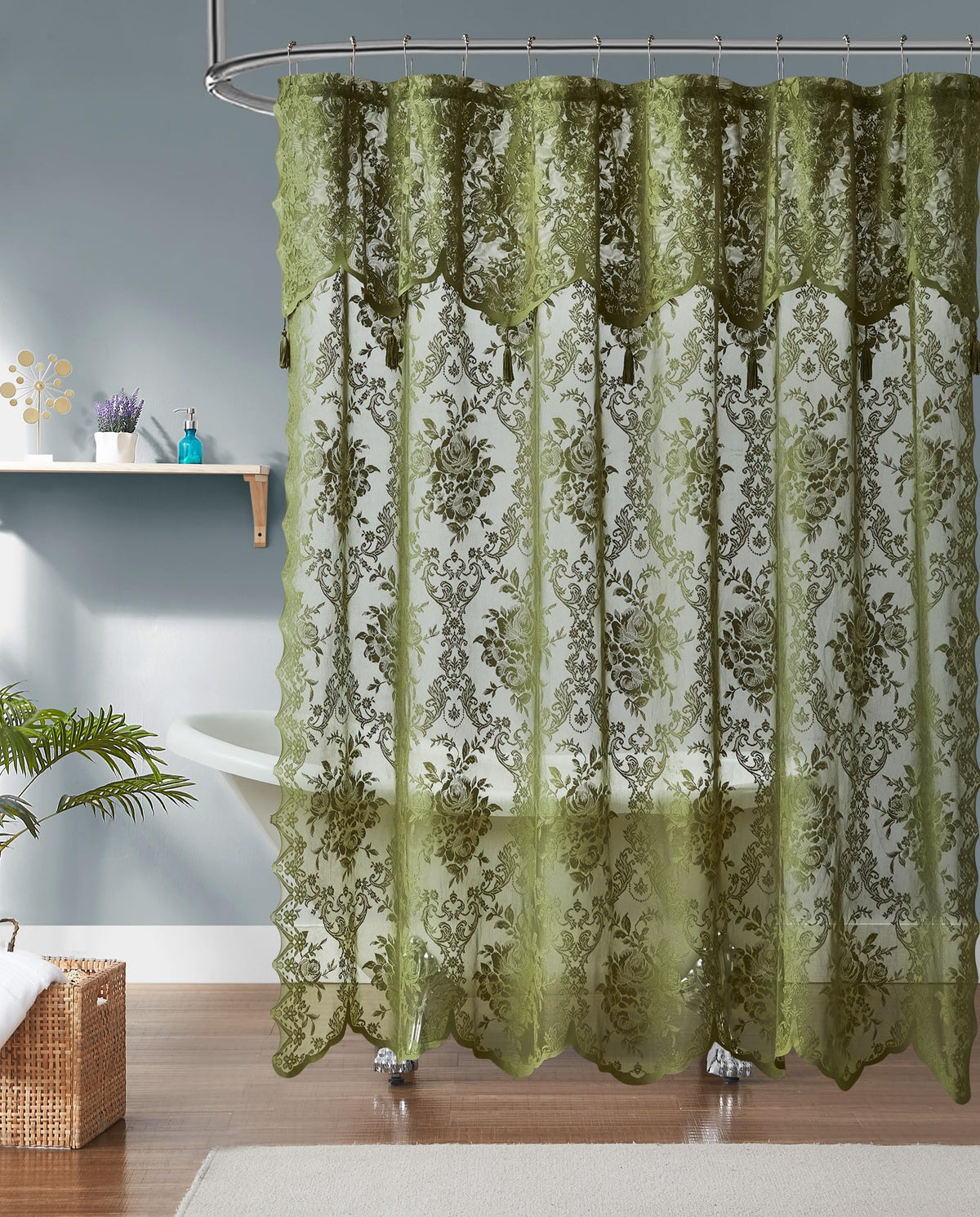 Warm Home Designs Black Stall Shower Curtain with Valance. LA Black 36