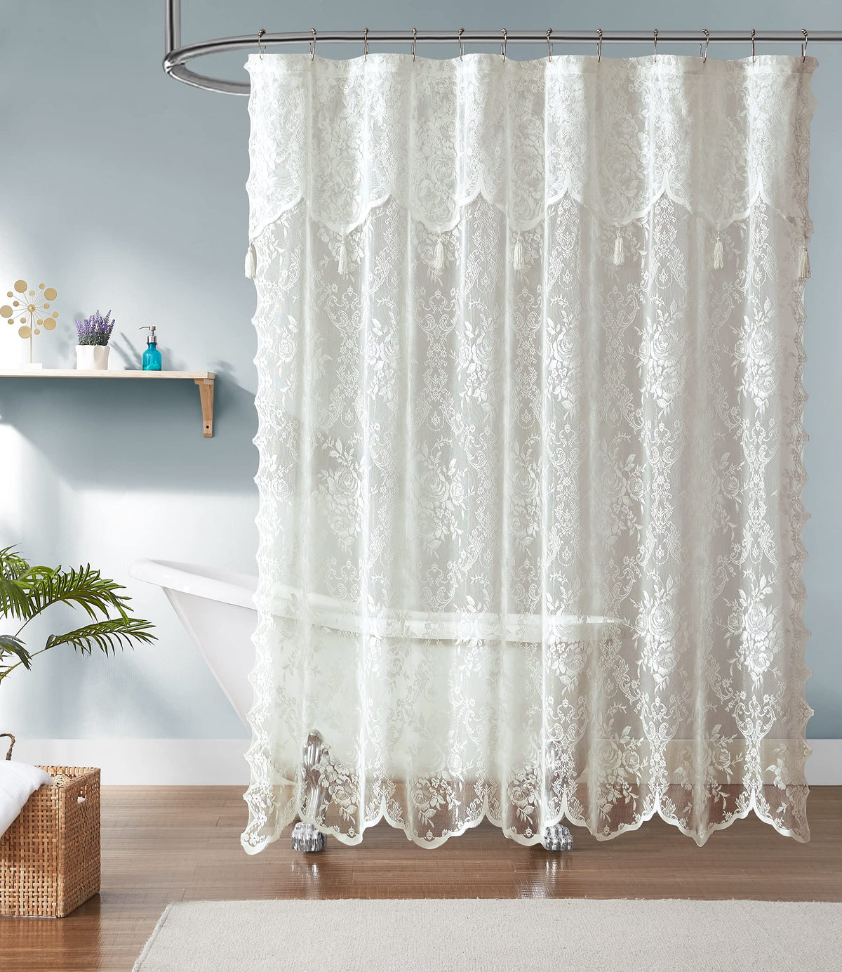 Warm Home Designs Black Stall Shower Curtain with Valance. LA Black 36
