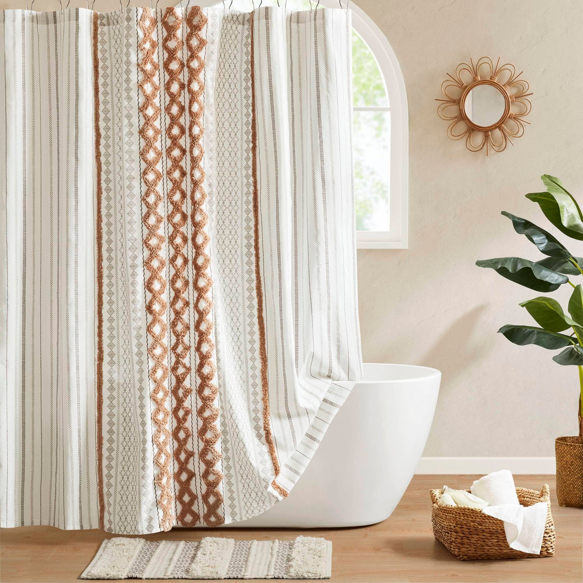 INK+IVY 100% Cotton Tufted Shower Curtain for Bathroom, Navy, 72 x 72