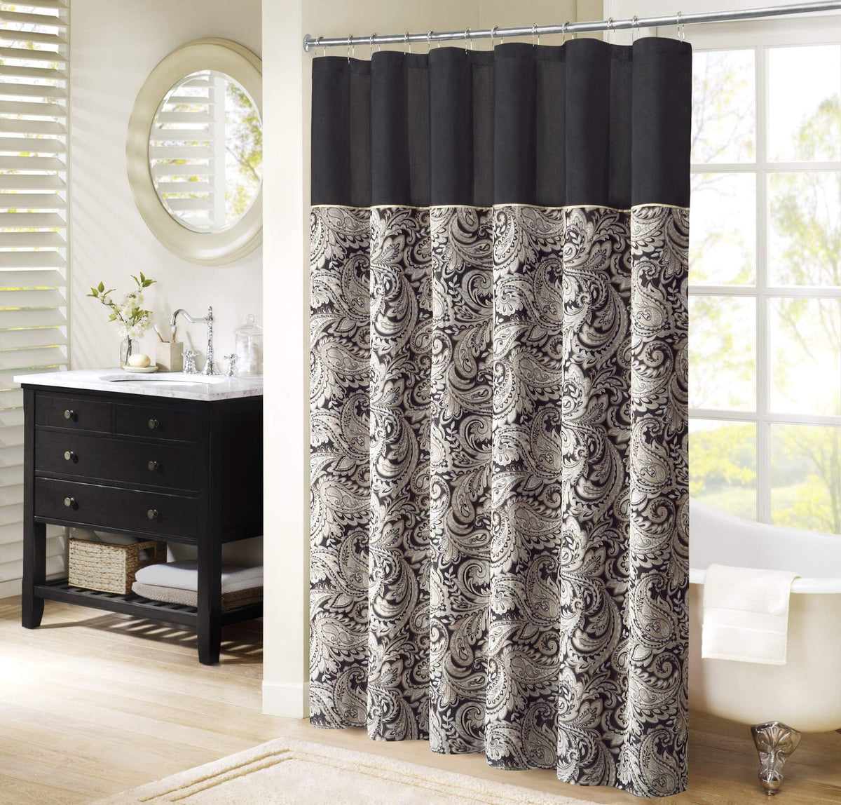 Madison Park Aubrey Shower Curtain for Bathroom, 72 x 72, Burgundy