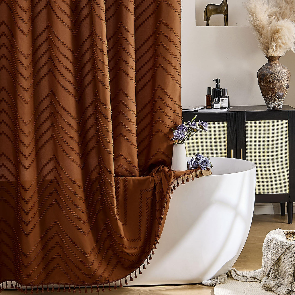 Siiluminisoy Sage Green Shower Curtain for Bathroom Boho Shower Curtain