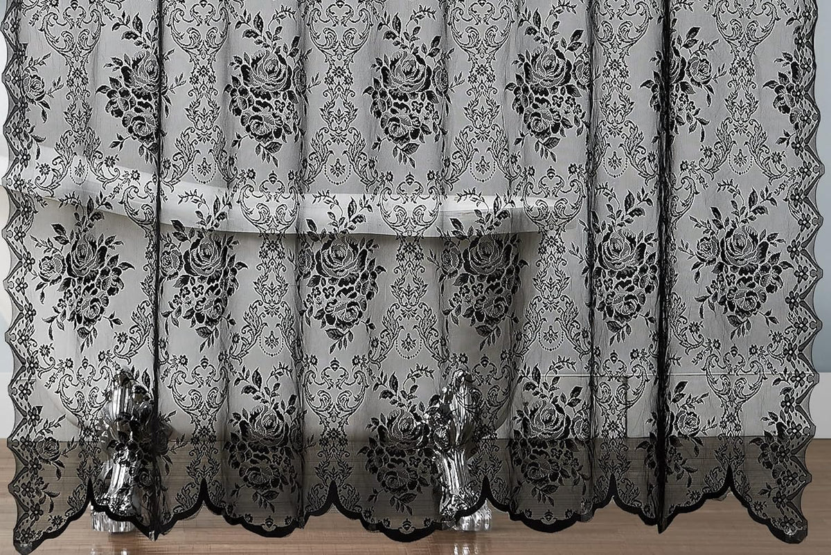 Warm Home Designs Black Stall Shower Curtain with Valance. LA Black 36