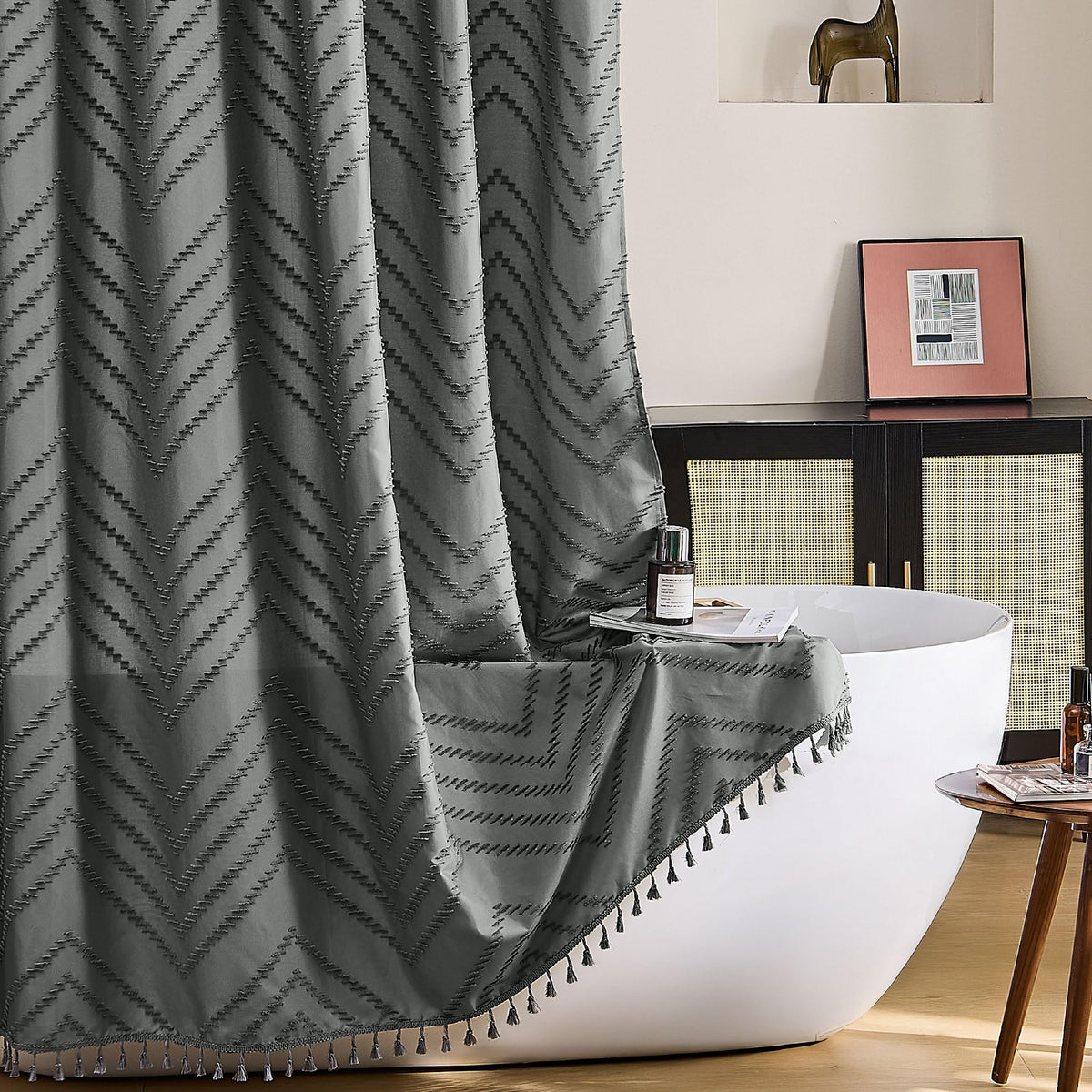 Siiluminisoy Sage Green Shower Curtain for Bathroom Boho Shower Curtain