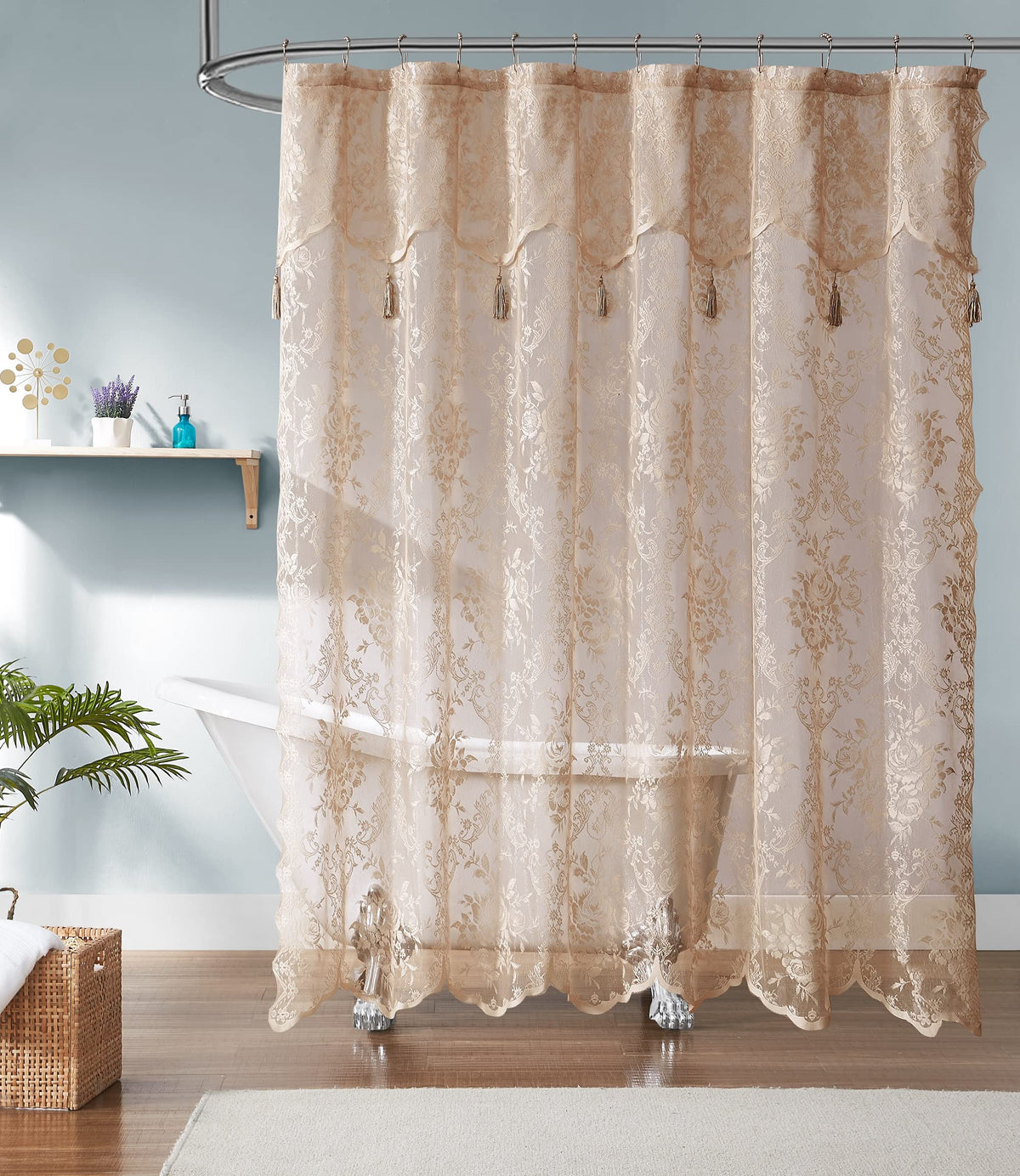 Warm Home Designs Black Stall Shower Curtain with Valance. LA Black 36