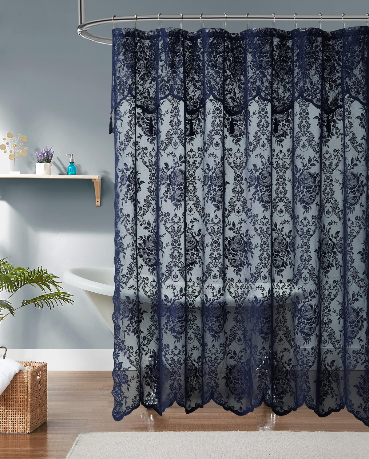 Warm Home Designs Black Stall Shower Curtain with Valance. LA Black 36