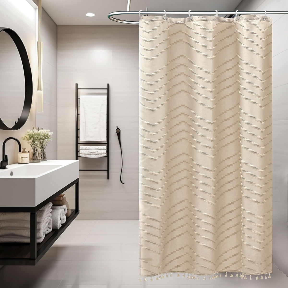 Siiluminisoy Sage Green Shower Curtain for Bathroom Boho Shower Curtain