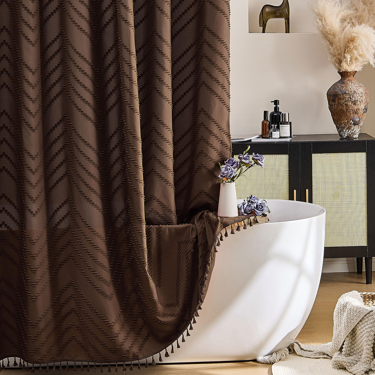 Siiluminisoy Sage Green Shower Curtain for Bathroom Boho Shower Curtain