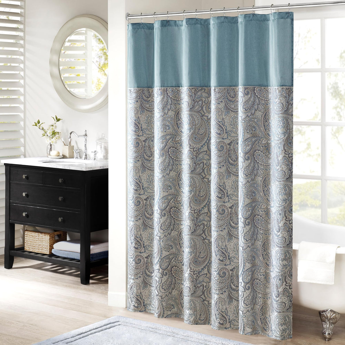 Madison Park Aubrey Shower Curtain for Bathroom, 72 x 72, Burgundy